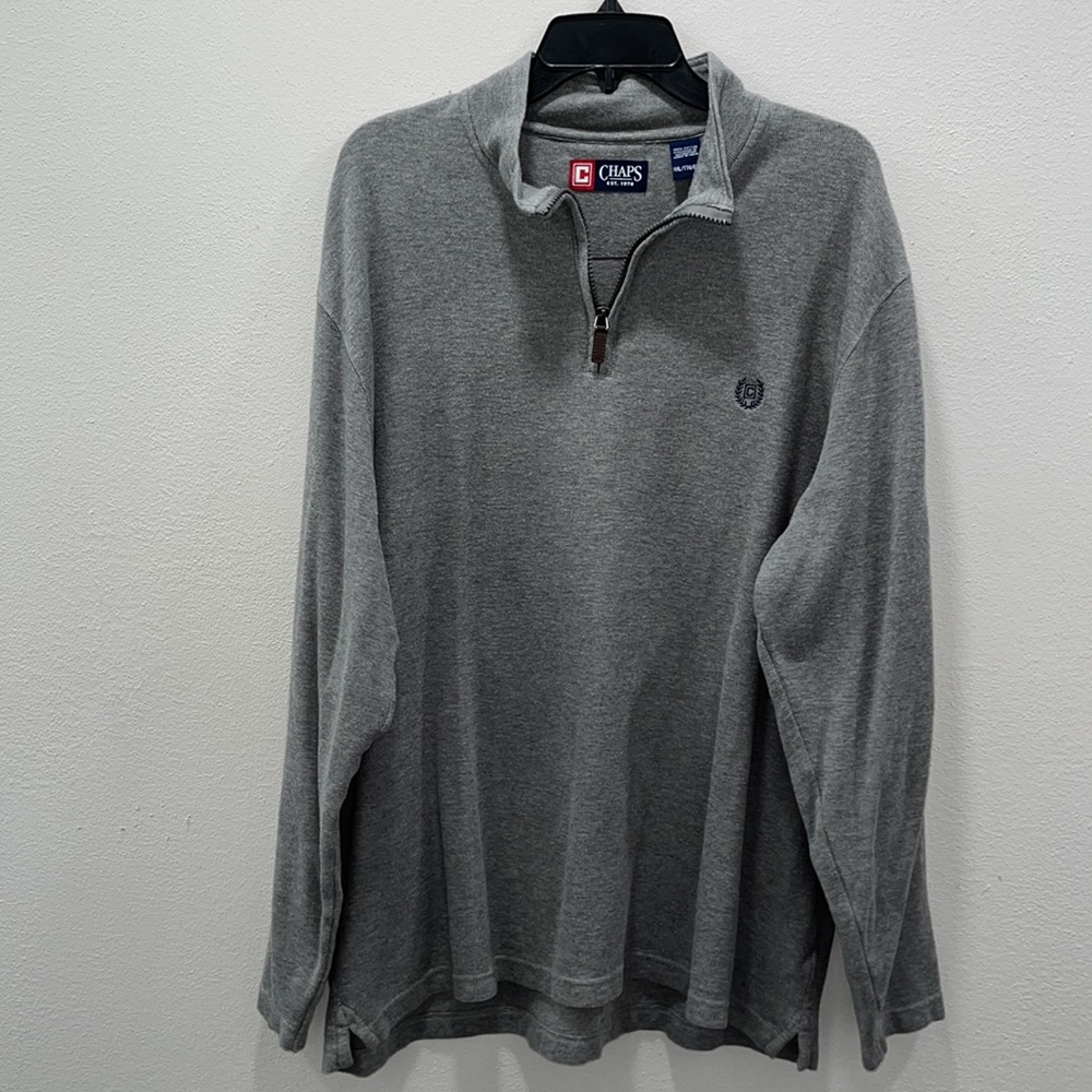 Chaps Solid Texture Zip Mock Pullover - image 8